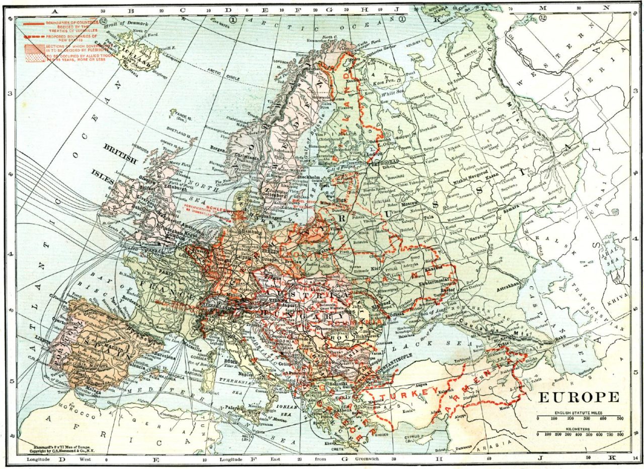 Карта европы 1920 года